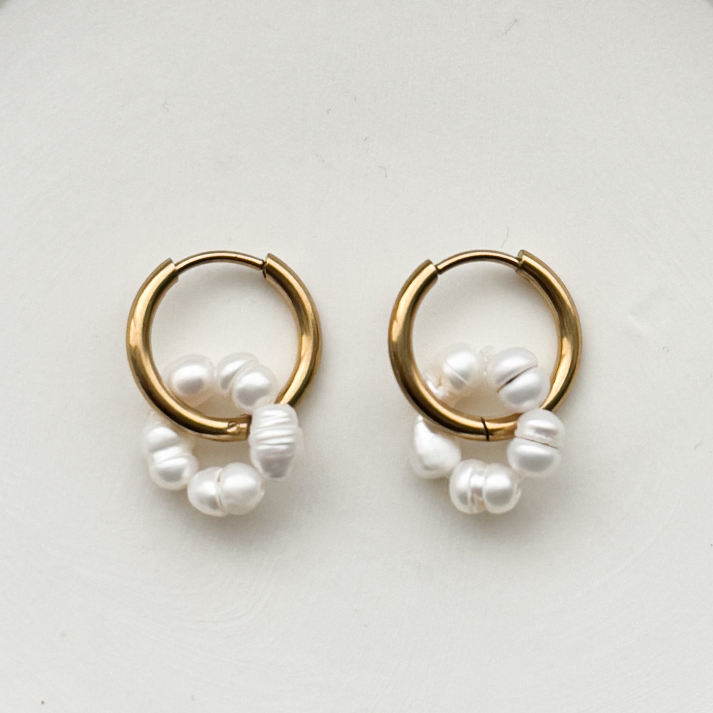 Pearl Circle Hoop Earrings