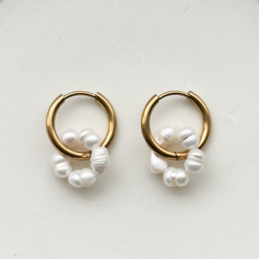 Pearl Circle Hoop Earrings
