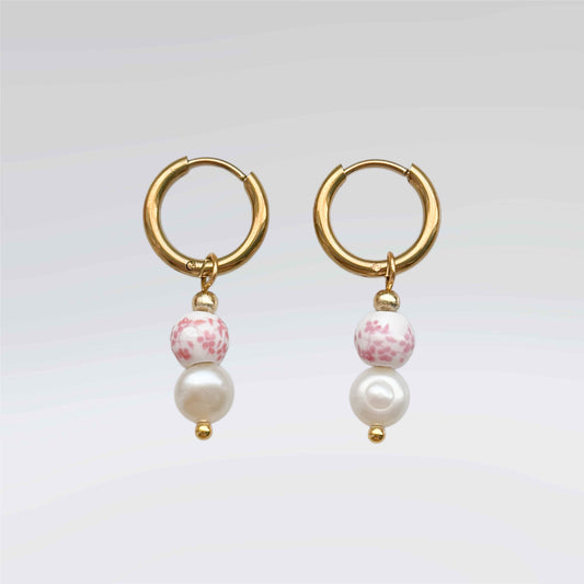 Pink Porcelain Pearl Earrings