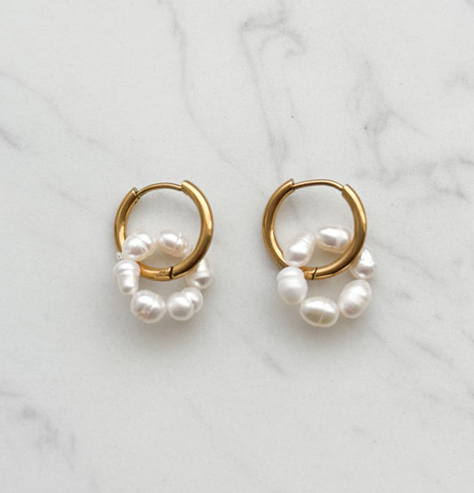 Pearl Circle Hoop Earrings