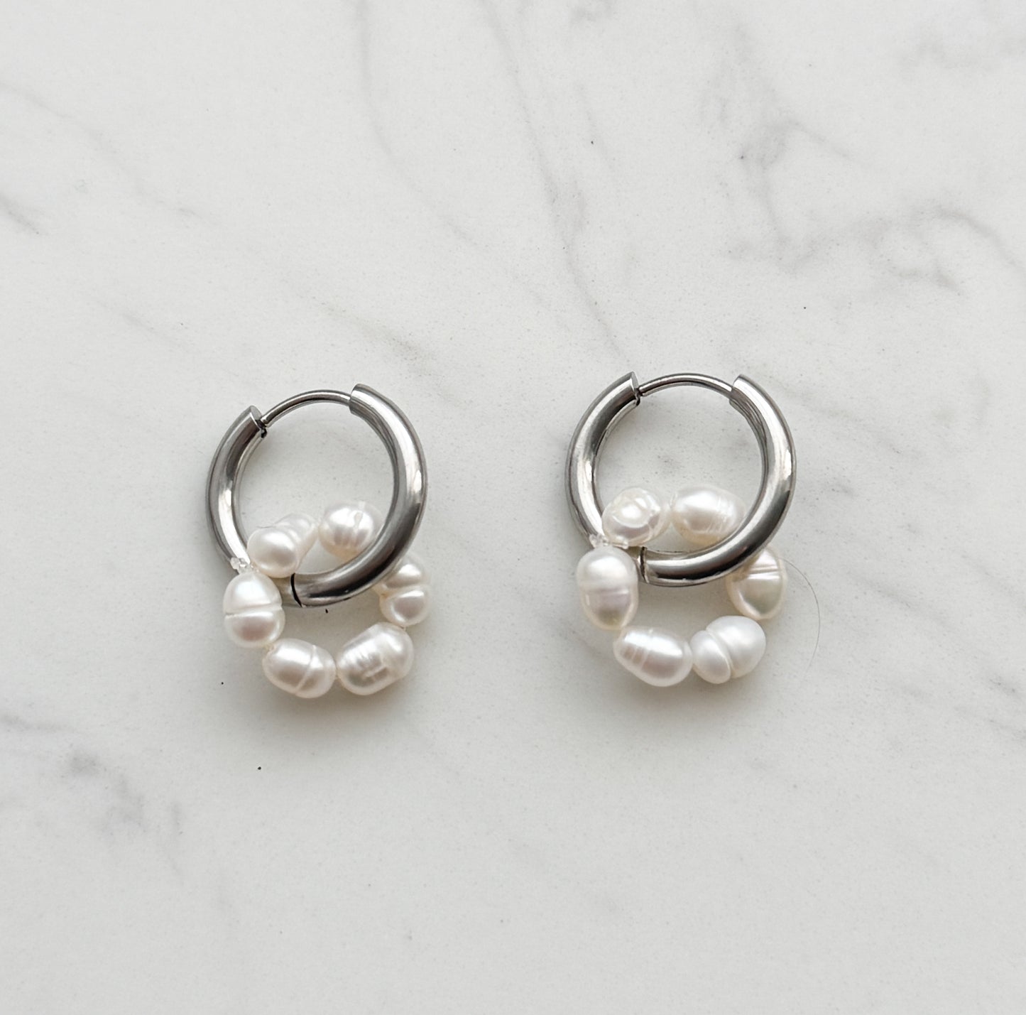 Pearl Circle Hoop Earrings