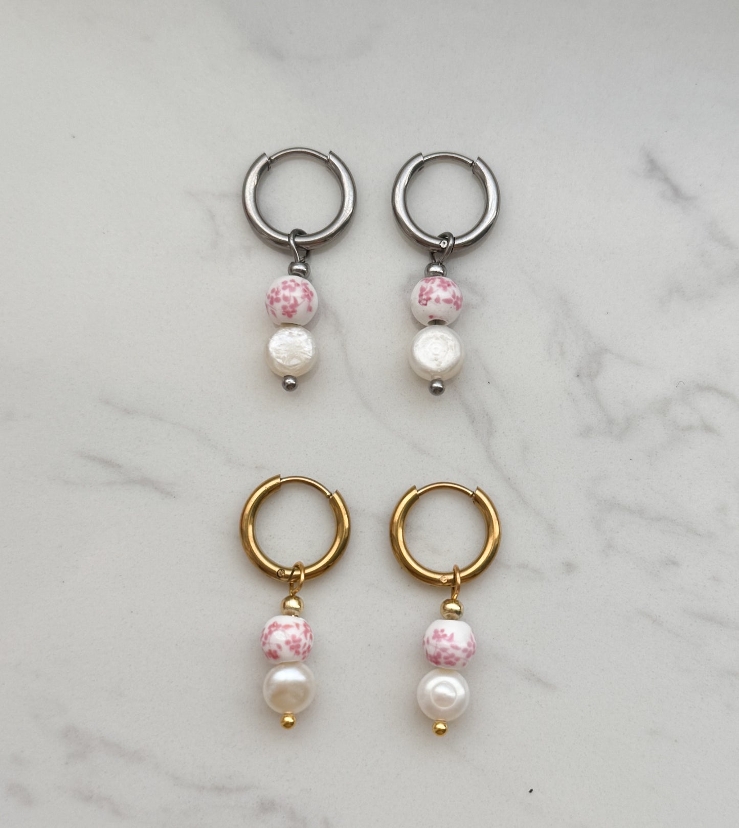 Pink Porcelain Pearl Earrings