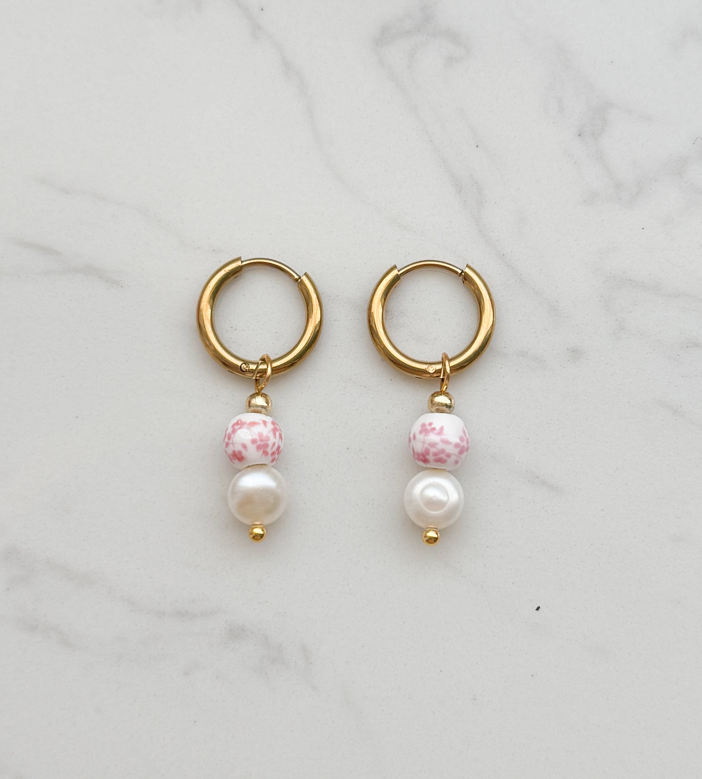 Pink Porcelain Pearl Earrings