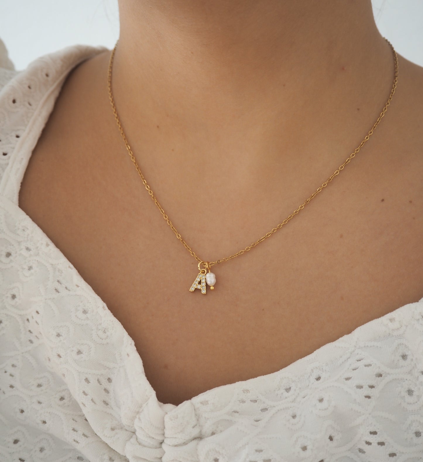 Zirconia Letter Necklace