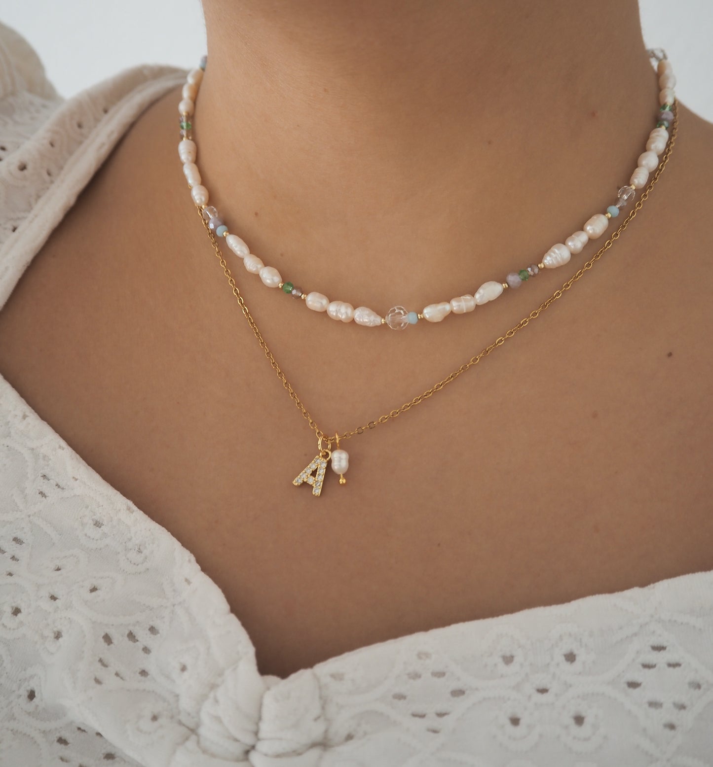 Zirconia Letter Necklace