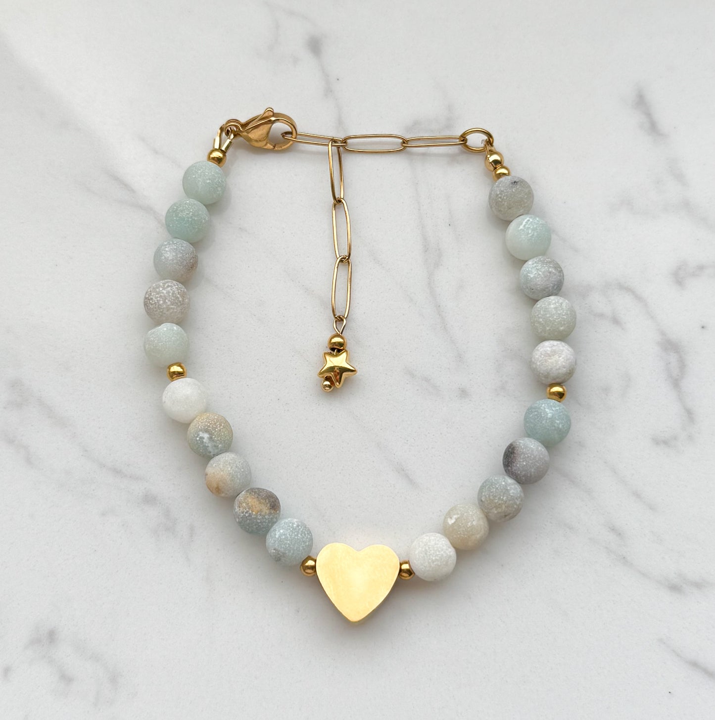 Blue Stone & Heart Bracelet