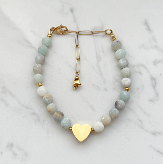 Blue Stone & Heart Bracelet