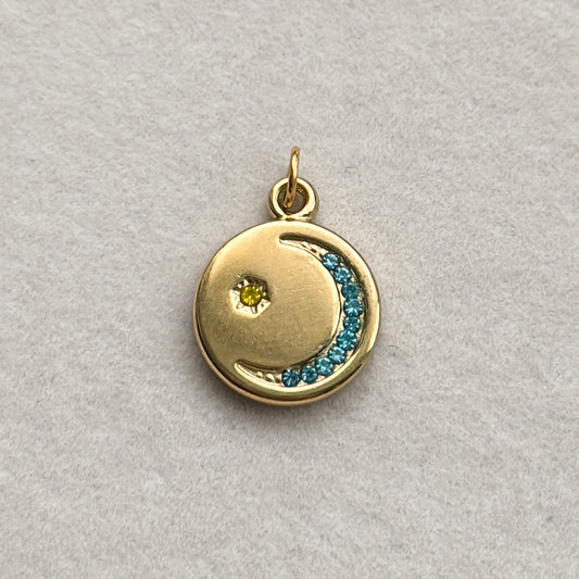 Blue Circle Moon Charm