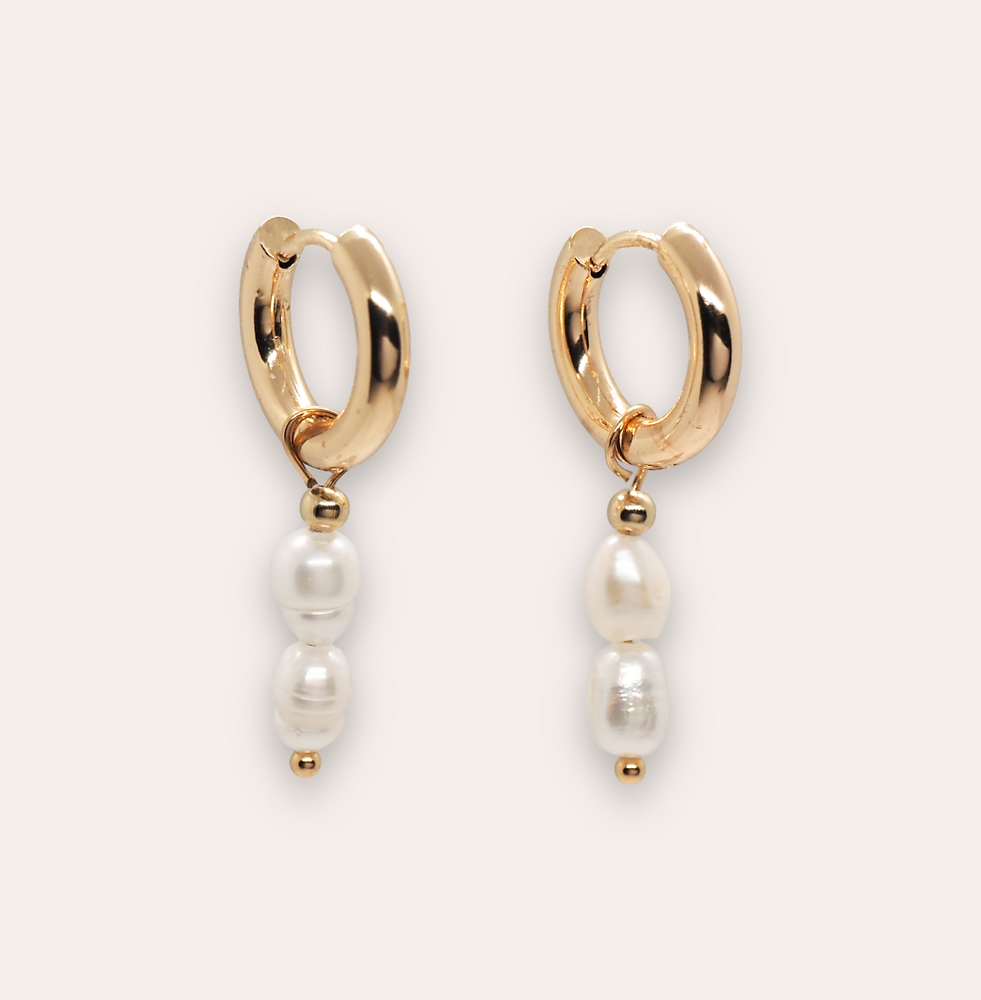 Double Pearl Hoop Earrings