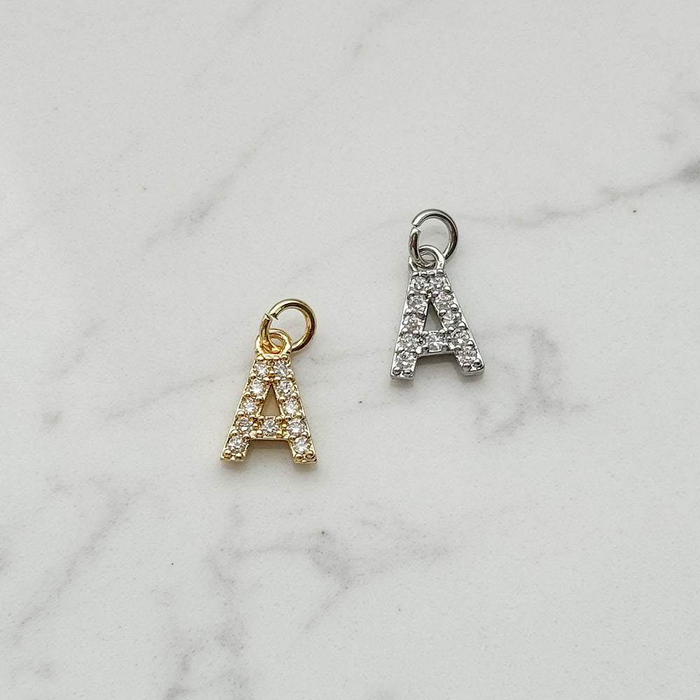 Zirconia Letter Charm