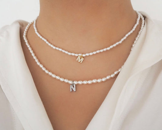 Pearl Initial Necklace